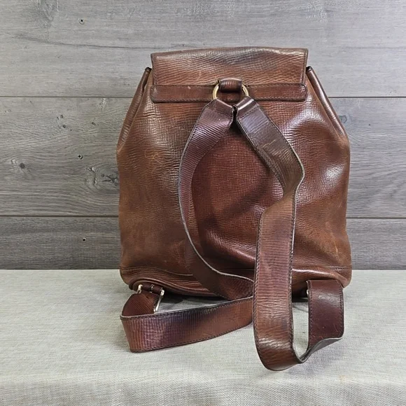 Bogner Brown Leather Backpack Travel Bag Handbag Tote - Picture 3 of 14